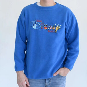 Disney Blue Walt Disney World Crewneck Fleece  Sweater ~Medium